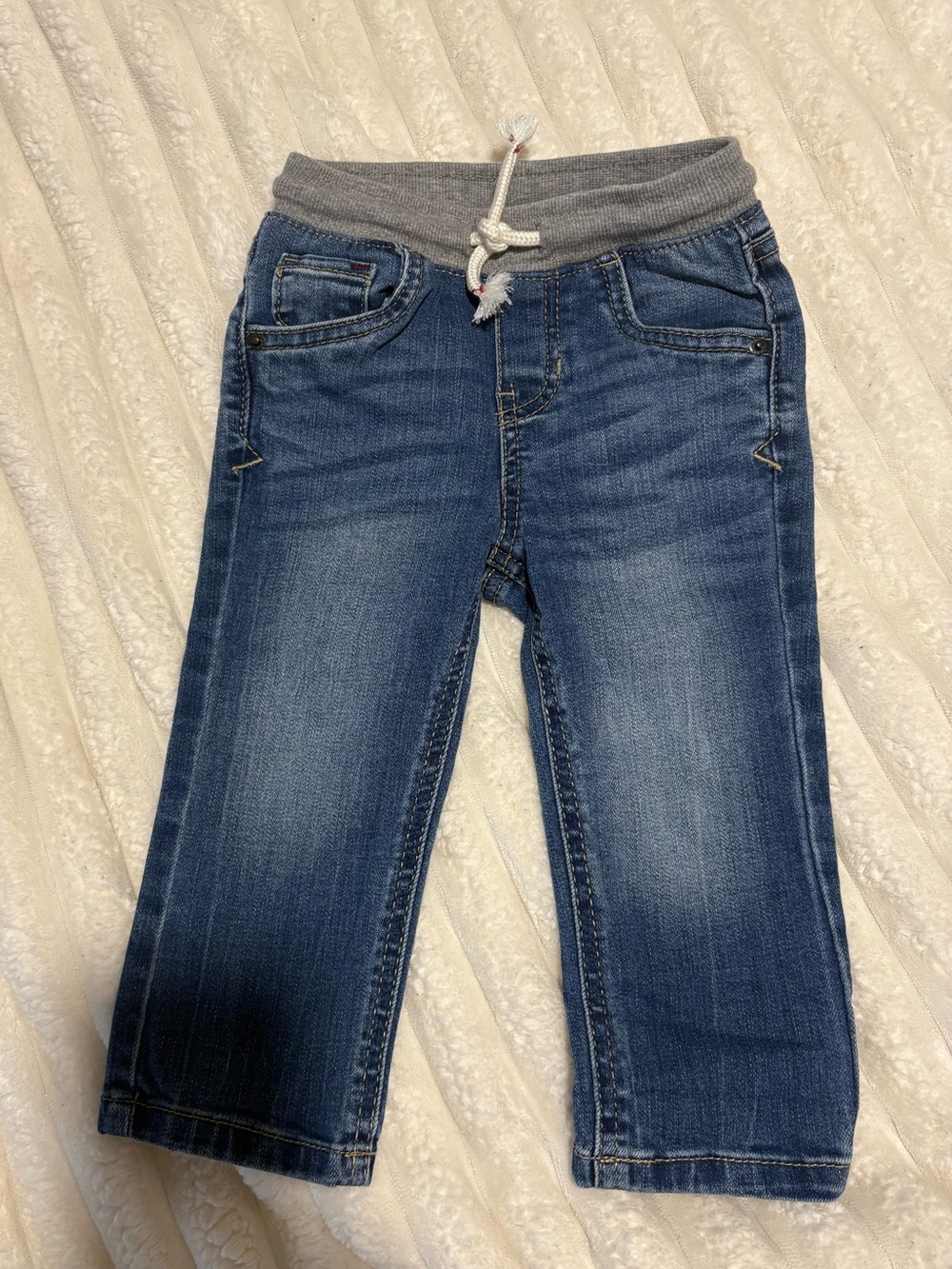 Cat & Jack Blue Denim Jogger Pants with Gray Waistband